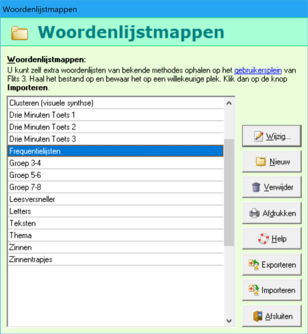 exporteren lijsten Flits 3